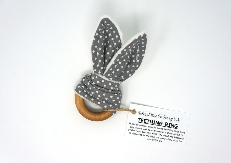 Gray Polka Dot Bunny Teether