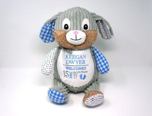 Harlequin Stuffed Bunny Blue