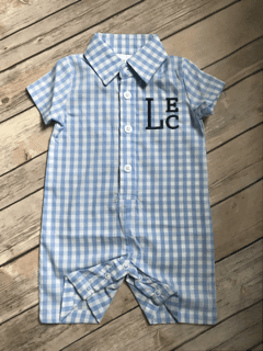 Boys Gingham Button Down Romper