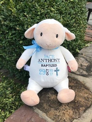 Personalized Baptism Stuffed Lamb