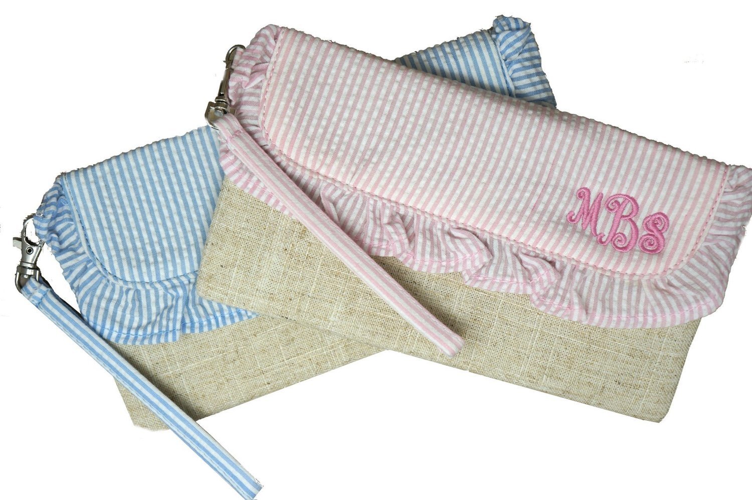 Ruffle Seersucker Clutch