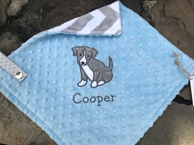 Personalized Puppy Ribbon Snuggle Blanket