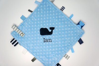 Personalized Whale Ribbon Snuggle Blanket
