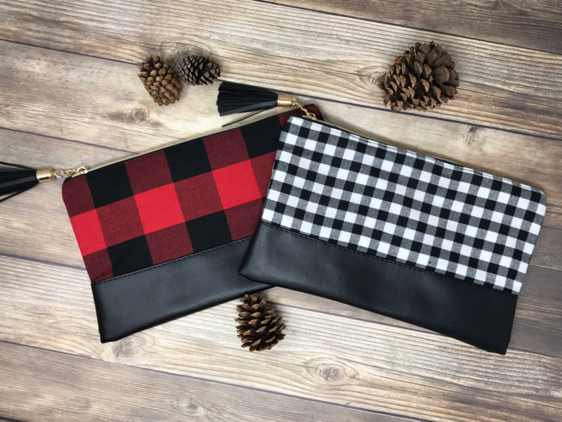 Buffalo Plaid Check Tassel Pouch