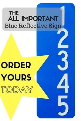 Blue Reflective Address Sign