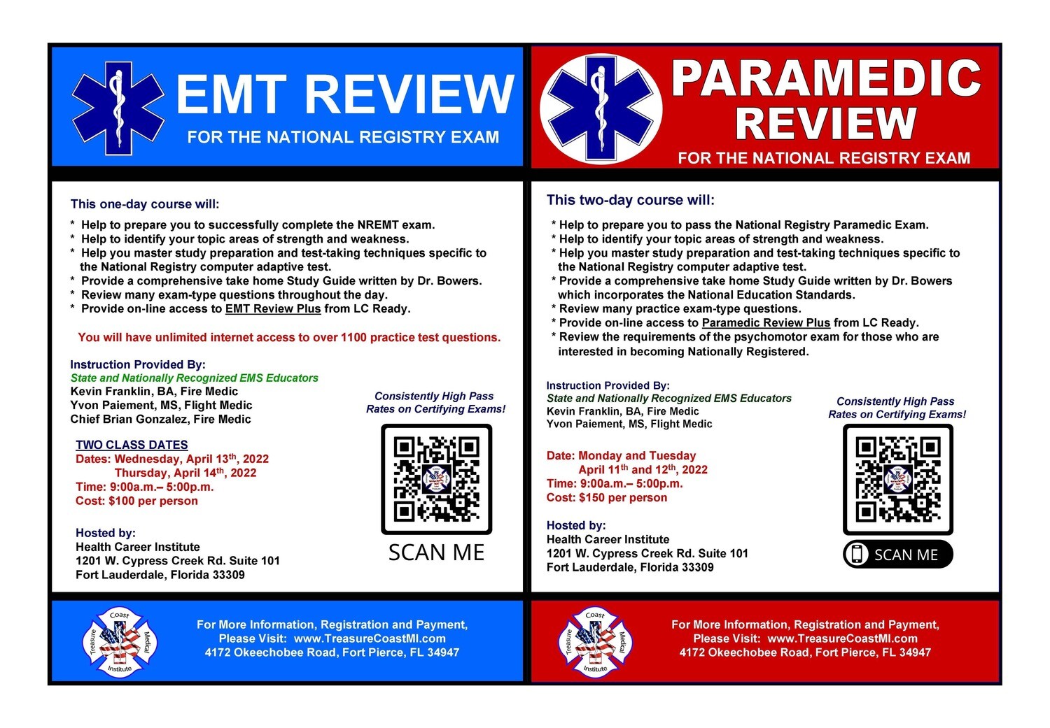 National Registry Paramedic Exam Review April 11th and 12 West Palm Beach