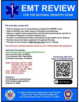 National Registry EMT Exam Review July 1st Orlando