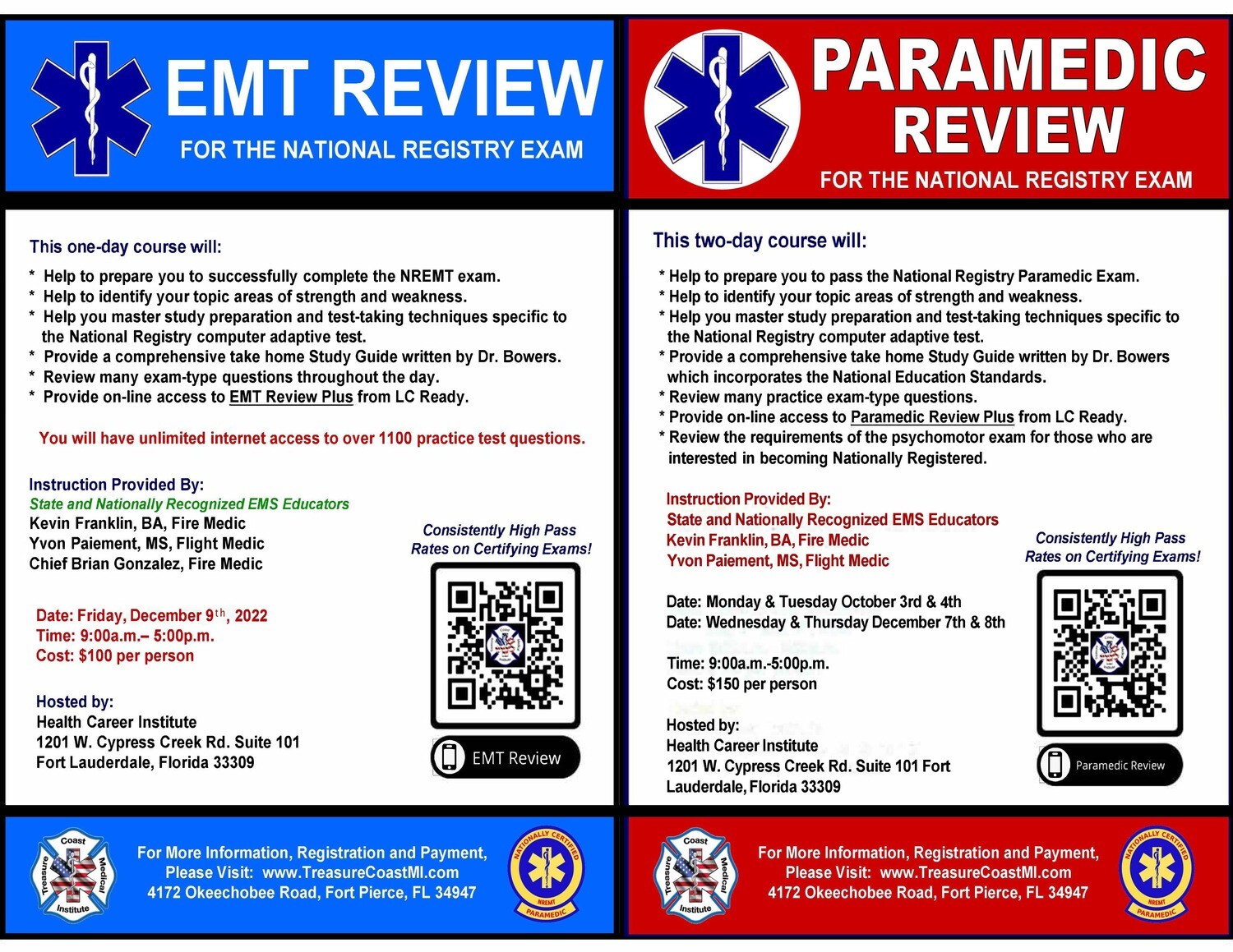 National Registry EMT Exam Review December 9th Fort Lauderdale