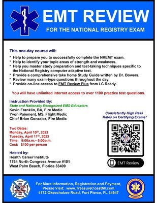 NREMT EMT Exam Review April 11th West Palm Beach