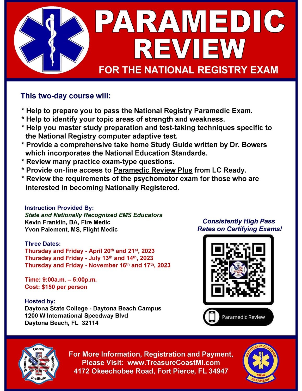 NREMT Paramedic Exam Review November 16th and 17th Daytona State