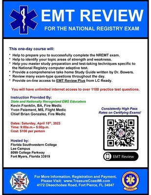 NREMT EMT Exam Review April 15th Fort Myers