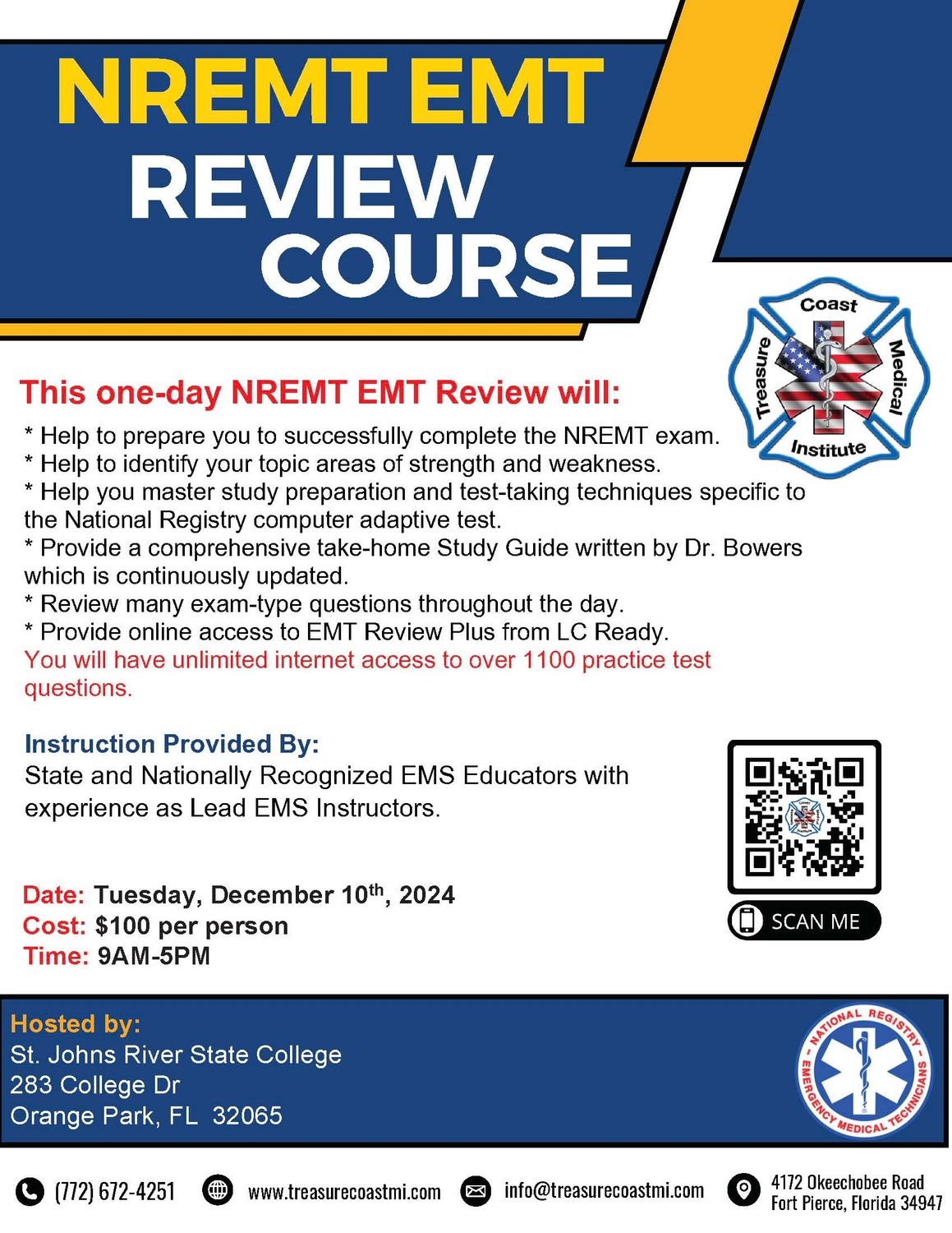 NREMT EMT Exam Review December 10th Orange Park