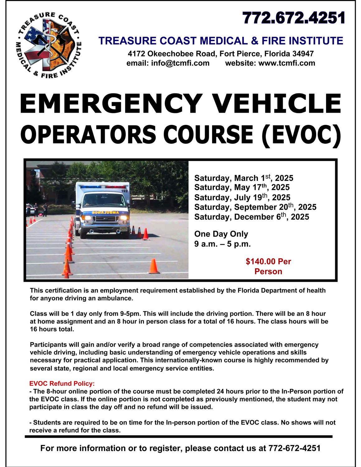 Emergency Vehicle Operators Course (EVOC) March 1st 9-5pm