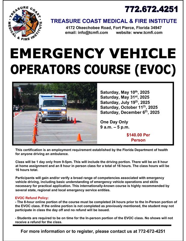 Emergency Vehicle Operators Course (EVOC) December 6th, 2025 9-5pm
