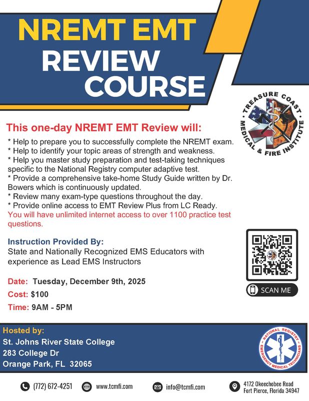 NREMT EMT Exam Review December 9th Orange Park