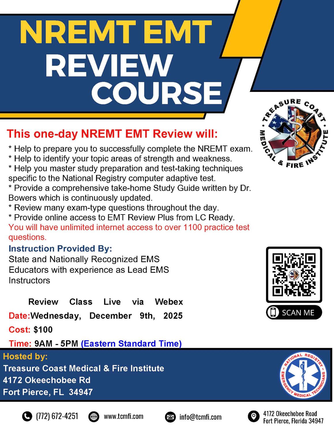 NREMT EMT December 9th (VIRTUAL VIA WEBEX 9-5pm)