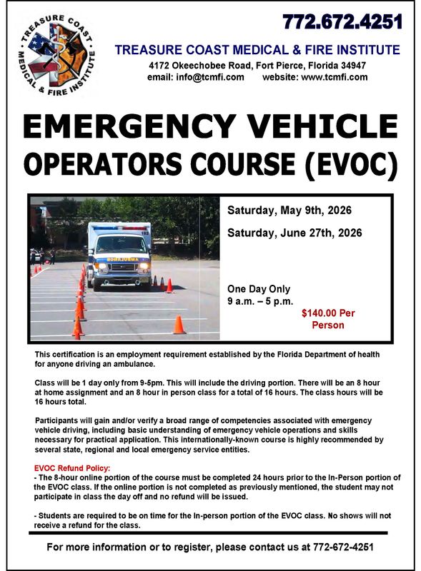 Emergency Vehicle Operators Course (EVOC) June 27th 9-5pm