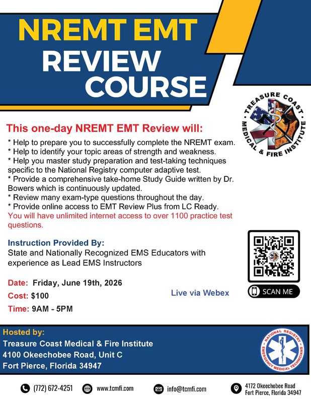 NREMT EMT June 19th (VIRTUAL VIA WEBEX 9-5pm)