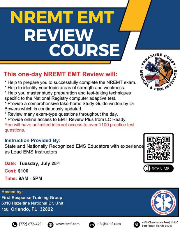 NREMT EMT Exam Review July 28th Orlando