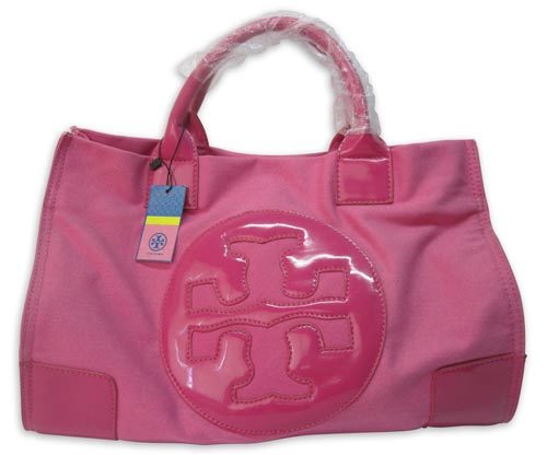 Bolso TB en Lona y Charol Rosado