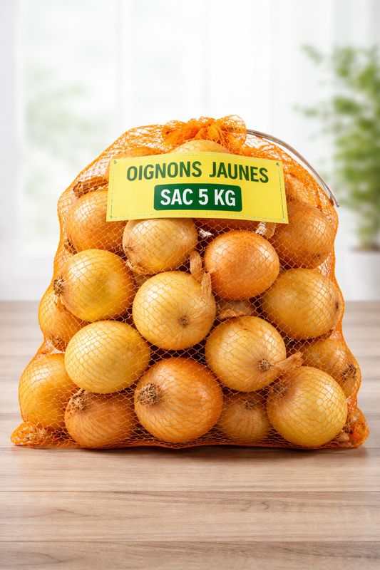 Oignons jaunes – Sac de 5 kg