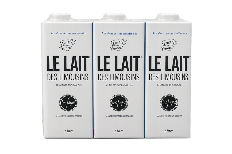 Lait demi-écrémé UHT – Pack de 6 × 1 L