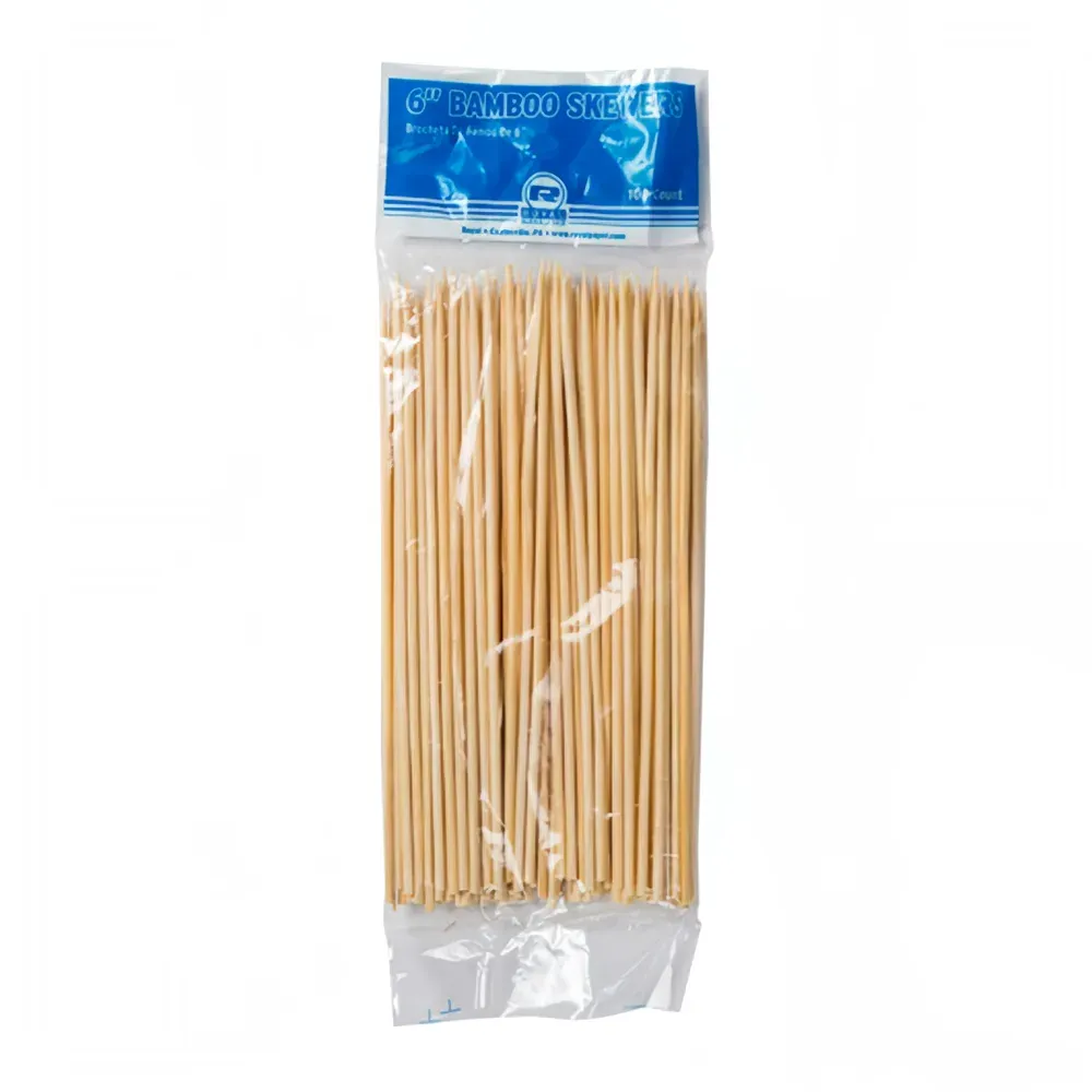 6" Round Bamboo Skewer - 100/Pack