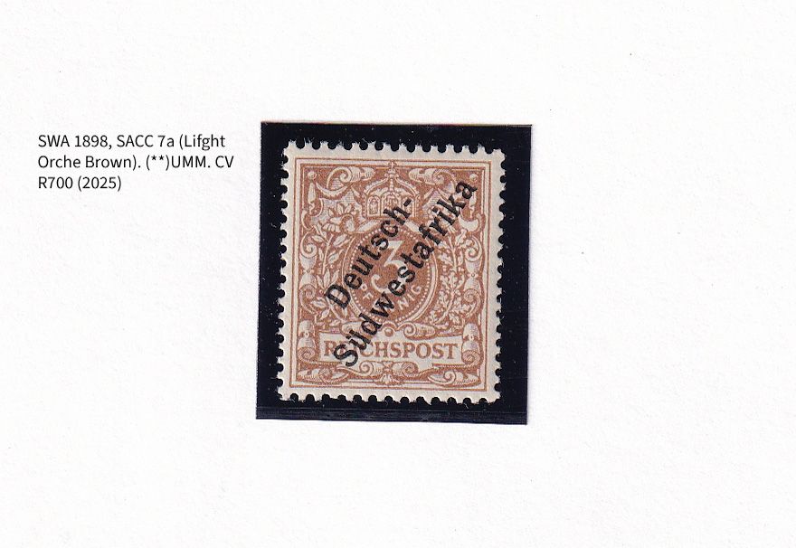 1898 German South West Africa. As the previous edition, but "Südwestafrika" in one Word. 3pfg (reddish brown) (UMM)