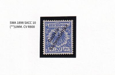 1898 German South West Africa. As the previous edition, but "Südwestafrika" in one Word. 20pfg  (UMM)