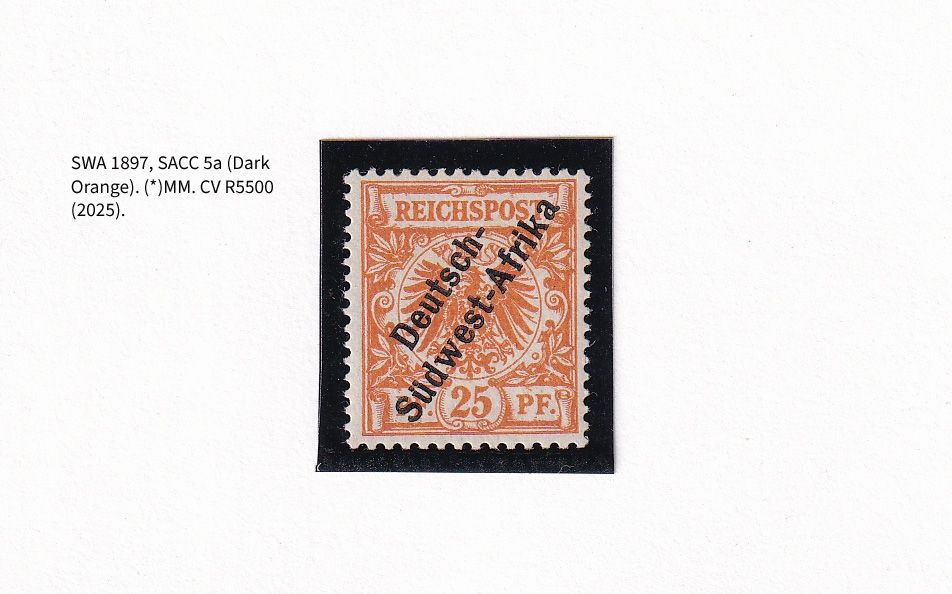 1897 German South West Africa. German Stamps Overprinted "Deutsch-Südwest-Afrika" 25pf Dark Orange) MM