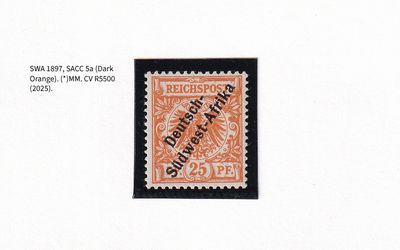 1897 German South West Africa. German Stamps Overprinted "Deutsch-Südwest-Afrika" 25pf Dark Orange) MM