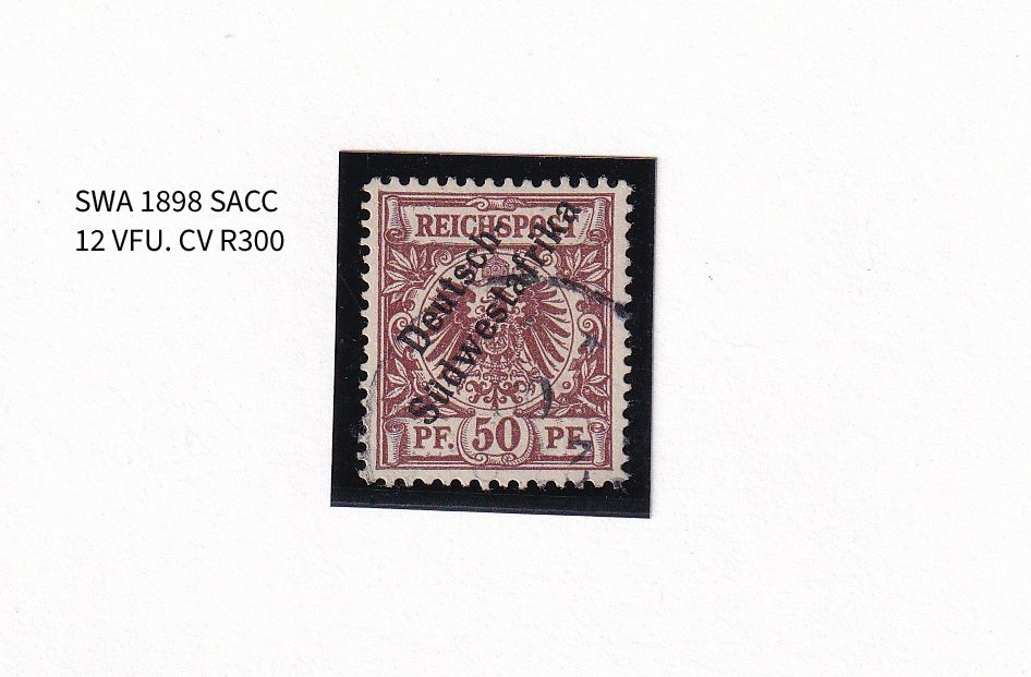 1898 German South West Africa. As the previous edition, but "Südwestafrika" in one Word. 50pfg  (FVU)