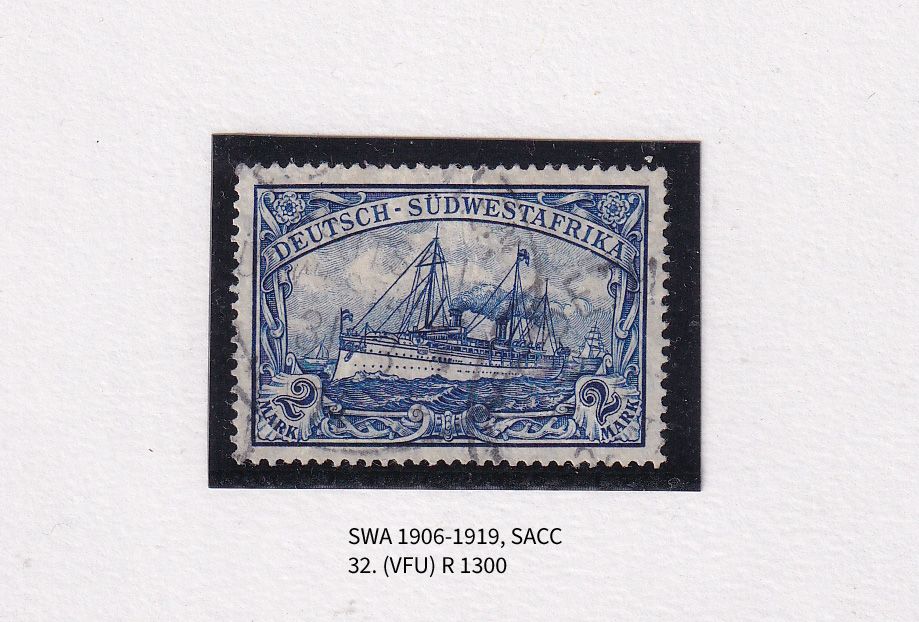 1911 German South West Africa. The Kaiser's Ship "Holenzollen." 2Mk Dark blue. VFU