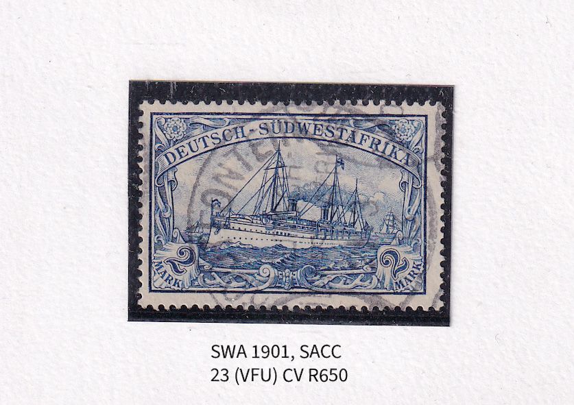 1901 German South West Africa. The Kaiser's Ship "Holenzollen." 2Mk, No Wmk, Blue. VFU