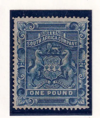 1892 B.S.A, Coat of Arms - Thin-wove paper "Value." 1£ MM 1892 B.S.A, Coat of Arms - Thin-wove paper "Value." 1£ MM