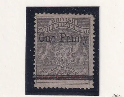 1896 B.S.A Prov issue used in Bulawayo during the Matabele Rebellion. 1d on 3p. MM 1896 B.S.A Prov issue used in Bulawayo during the Matabele Rebellion. 1d on 3p. MM