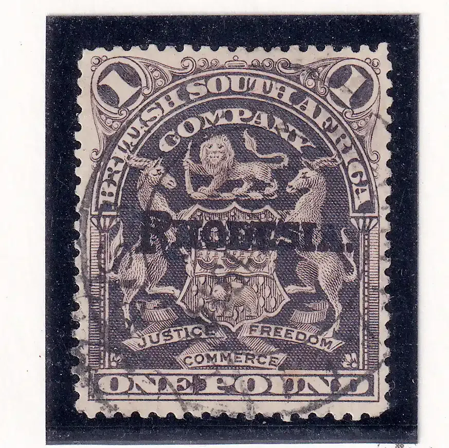 1909 B.S.A Overprinted "RHODESIA." 1£. FVU