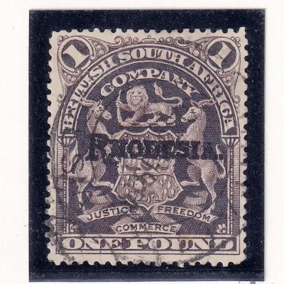 1909 B.S.A Overprinted "RHODESIA." 1£. FVU 1909 B.S.A Overprinted "RHODESIA." 1£. FVU