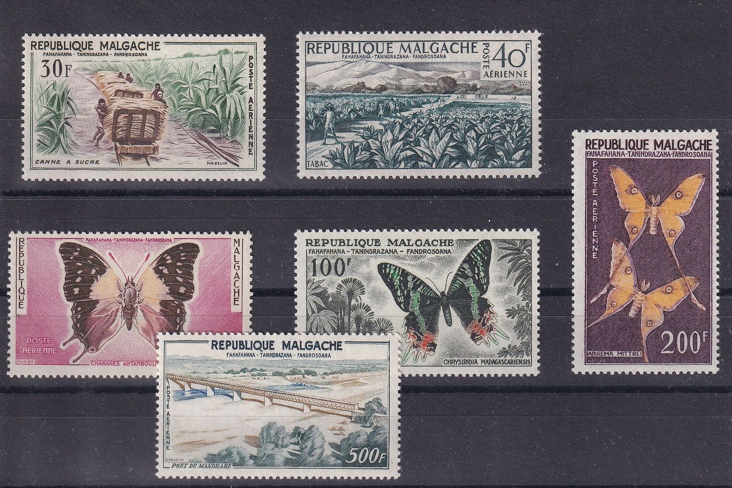 Madagascar 1960 Airmail - Local Motives with Flora and Fauna (Butterflies). MNH