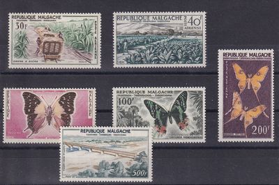 Madagascar 1960 Airmail - Local Motives with Flora and Fauna (Butterflies). MNH