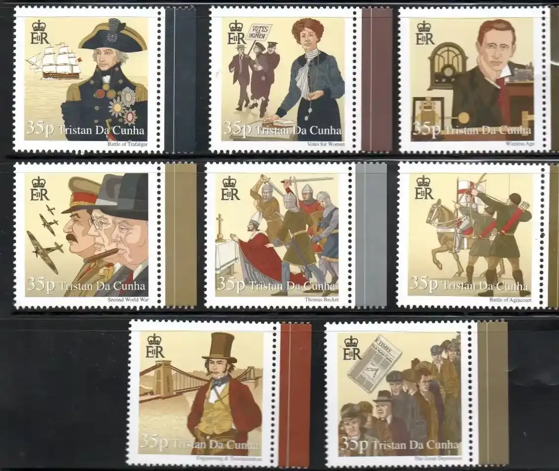 Tristan da Cunha 2010 History of the British Isles set of (x8) singles. UMM