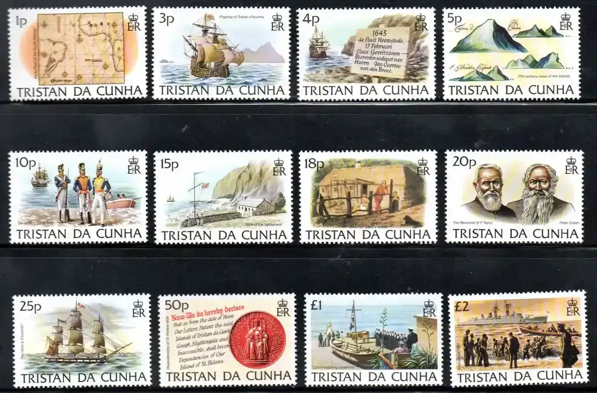 Tristan da Cunha 1983 Island History umm set of (x12) singles - SG349-360