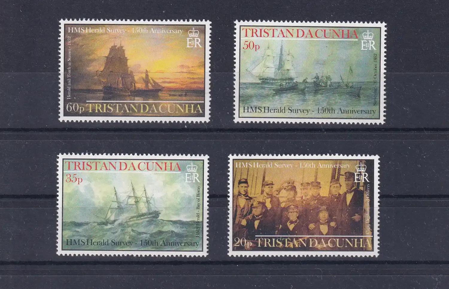 Tristan da Cunha 2002 150th ann of Survey by HMS Herald UMM set of (x4).