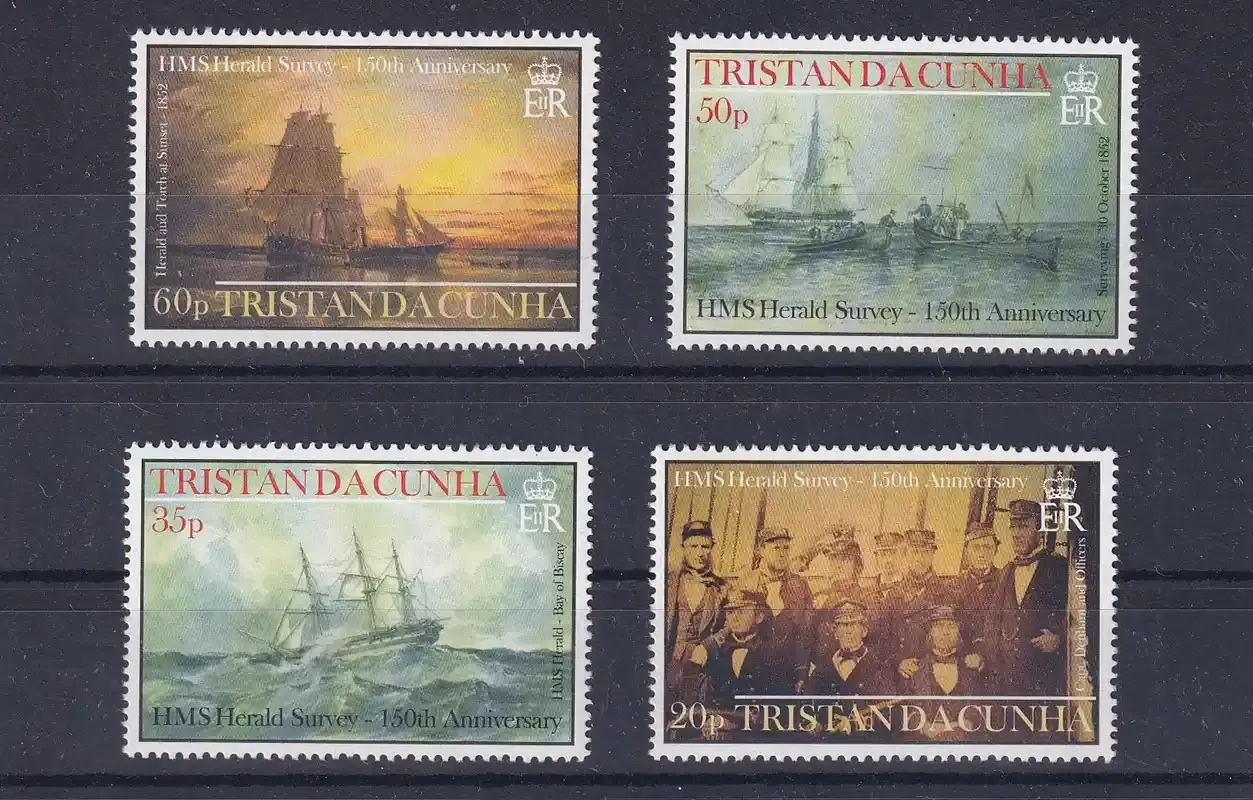 Tristan da Cunha 2002 150th ann of Survey by HMS Herald UMM set of (x4).