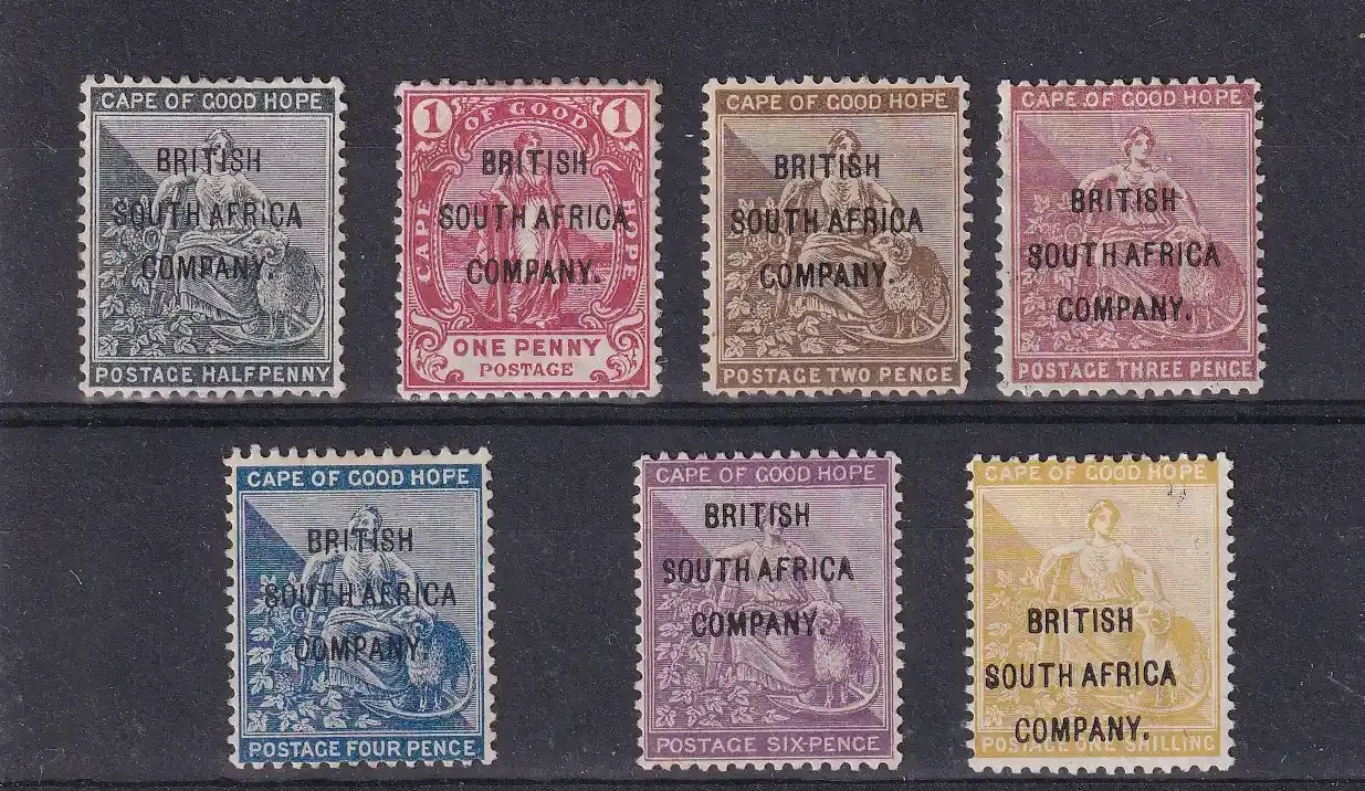 Rhodesia B.S.A 1896 Cape of Good Hope Postage Stamps Overprinted "BRITISH SOUTH AFRICA COMPANY." MM