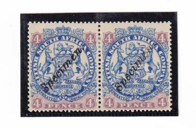 1896 B.S.A Coat of Arms. 4p pair - Specimen, MM 1896 B.S.A Coat of Arms. 4p pair - Specimen, MM