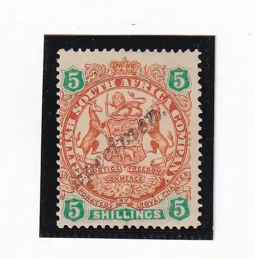 1896 Rhodesia B.S.A Coat of Arms. 5p - Specimen, MM