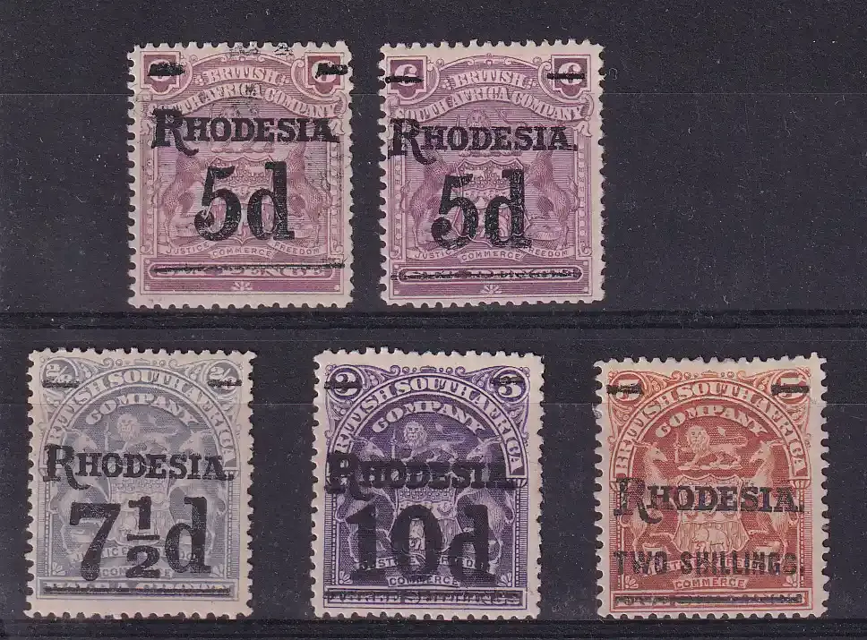 Rhodesia B.S.A 1909 Overprinted "RHODESIA." &amp; Surcharged. MM