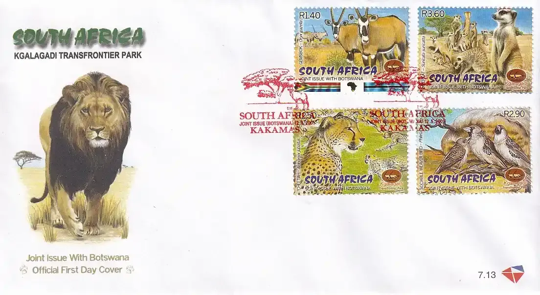 South Africa 2001 Kgalagadi Transfrontier Wildlife Park. FDC