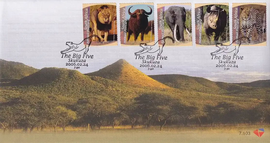 South Africa 2006 Wildlife - Self-Adhesive. Big Five. FDC